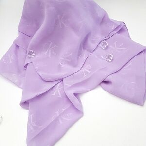Calvin Klein💗Chiffon Large Square Lilac Scarf Wrap/Shawl With CK Pattern